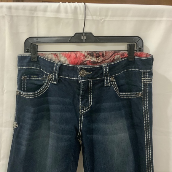 Adiktd Dark Wash Western Denim Jeans Women's size 8/30 Inseam 35 long pre-owned - Picture 2 of 9